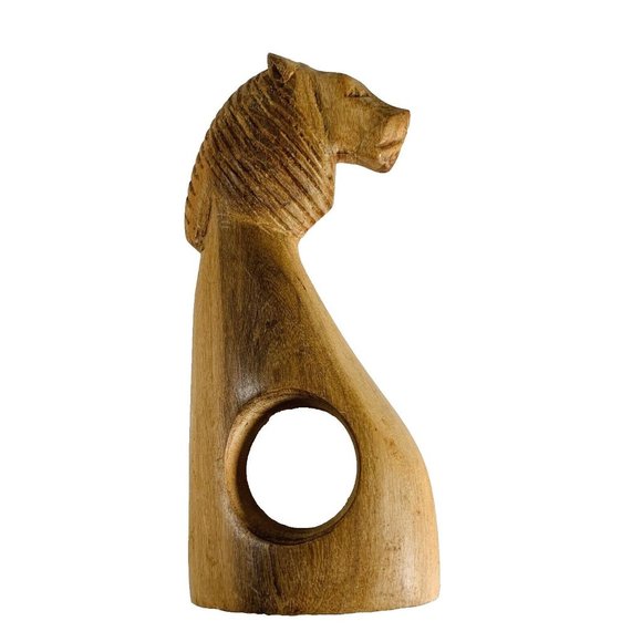 Wooden Carved Safari Animals Napkin Rings 4 Holder Zebra Leopard Tiger Elephant - Picture 10 of 16